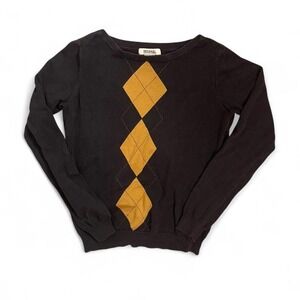 Michael Kors‎ Academia Black & Mustard Argyle Sweater